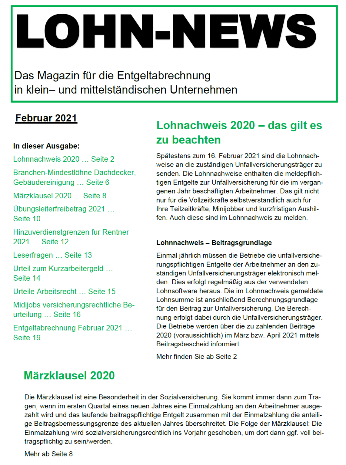 Kurzarbeitergeld Tabellen 2021 veröffentlicht - Lohn-News